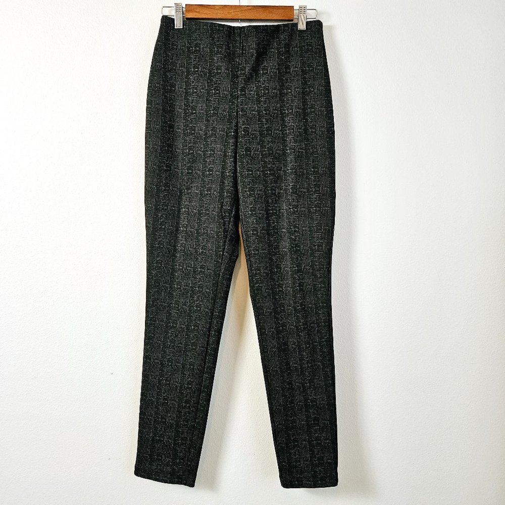 Tribal Pants, Black Plaid Print, Size Medium